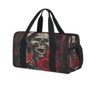 Skull Rose Rock Electric Guitar Sports Duffel Bag Weekend Overnight Bag Tote Holdall Casual Travel Gym Duffel Bags for Kids Girls Boys Women Men