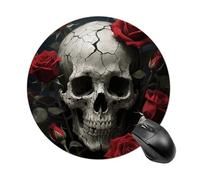 Skull Rose Round Mouse Pad 7.8 Inch, Portable Gaming Mouse Mat with Non-Slip Rubber Base & Smooth Surface, Waterproof Mousepad for PC, Laptop, Computer, Office, Home