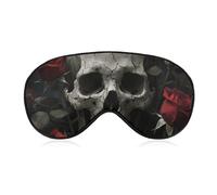 Skull Rose Sleep Mask for Women Men, Soft Eye Mask with Adjustable Strap for Sleeping, Light Blocking Travel Blindfold for Nap Comfortable Eye Cover for Home Office