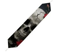 Skull Rose Table Runner for Dining Table, Short Plush Runners Washable & Durable Tablerunner Modern Home Decor for Wedding, Kitchen, Holiday 178*33cm