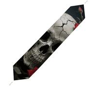 Skull Rose Table Runner for Dining Table, Short Plush Runners Washable & Durable Tablerunner Modern Home Decor for Wedding, Kitchen, Holiday 200*33cm
