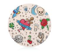 Skull Rose Tempered Glass Cutting Board Heat Resistant for Bread Meat Fruit 20 cm