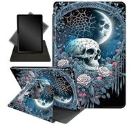 Skull Roses Floral Case for iPad Pro 11 Inch 2024, 360 Rotating Stand Smart Protective Cover