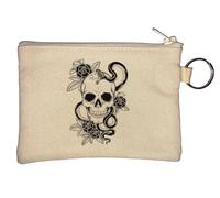 Skull Roses Snake Key Chain Coin Purse Beige