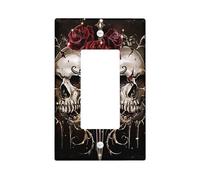 Skull Roses Switch Plate Covers, Gothic Dark Floral, Halloween Decor for Wall Accents, Thermoplastic Wall Plates, Standard Size Single Rocker