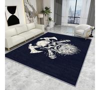 Skull Rug Bedroom - Skull Rug - Viking Skeleton Axe Rugs, Gothic Celtic Warrior Carpet, Washable Rug Non Slip Low Pile Soft Small Area Rugs, Skull Home Decor Gifts, 60 X 90 cm