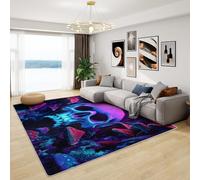 Skull Rugs for Living Room - Neon Skull Rug, Psychedelic Magic Mushrooms Rugs for Living Room Bedroom, Washable Non Slip Soft Large Carpet, Patterned Area Rugs & Home Decor 160x230 cm