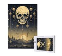Skull Sacred Geometry Death Mysterious Vintage Personalised 1000 Piece Wooden Jigsaw Puzzle For Adults, Custom Portrait Picture