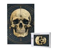 Skull Sacred Geometry Mysterious Vintage Personalised 1000 Piece Wooden Jigsaw Puzzle For Adults, Custom Portrait Picture