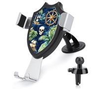 Skull Sailing Ship Parrot Coconut Tree Car Phone Holder Rotatable Mount Dashboard Windshield Air Vent Accessories