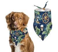 Skull Sailing Ship Parrot Coconut Tree Dog Bandana Pet Scarf for Small Medium Large Dogs Triangle Bibs Photo Prop Gift