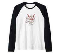 Skull Samurai Helmet Warrior Japan Raglan Baseball Tee