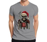 Skull Santa Santa Skeleton Mug Scary Gothic Men's T-Shirt, gray, S