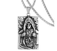 Skull Satan Devil Demon Owl Death Red Eyes Snake Rudder Anchor Stainless Steel Pendant with 24 inch Chain, Punk Gothic s for Men Women