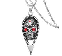 Skull Satan Devil Demon Owl Death Red Eyes Snake Rudder Anchor Stainless Steel Pendant with 24 inch Chain, Punk Gothic s for Men Women