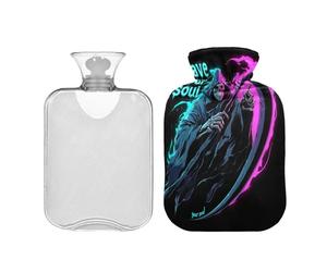 Skull Save Your Soul Cute hot Water Bottle with Soft Cover 2L Warm Compress for Sore Muscle Neck Shoulder Warmer Bolsa de agua Caliente para el Dolor