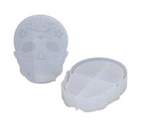 Skull Shape Storage Box Silicone Mold, Resin Mold for DIY Jewelry and Cosmetic Organizer, Easy Demolding Reusable Silicone Craft Mold with Lid for Resin Art