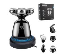 Skull Shaver for Bald Men, 7D Electric Head Shavers for Men with LED Display IPX6 Waterproof Wet Dry Rotary Razor USB Rechargeable 5-in-1 Grooming Kit for Head Face Body Travel