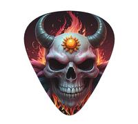 skull sheep head daisy printed guitar picks, 12-piece set with thin, medium, and thick styles, comes with a storage case