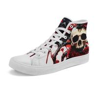 Skull Shoes for Women Men High Top Canvas Sneaker Punk Rock Joker Print Shoes Student Casual Walking Streetwear