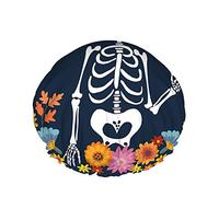Skull Shower Cap,Mexican Day Of The Dead With Sombrero Hat And Floral Frame Waterproof Double Layer Bath Caps Perfect For All Hair Lengths And Thicknesses
