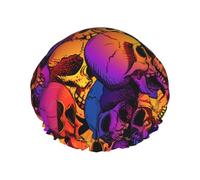 Skull Shower Caps for Women Reusable Waterproof Soft Shower Hat Double Protection Layers