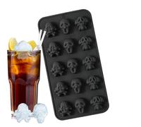 Skull Silicone Ice Molds - Skeleton Head Ice Cube Freezer Tray, 15 Cavities Reusable Silicone Ice Cube Ice Cream Cubes Kitchen Accessory for Candy