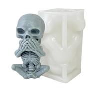 Skull Silicone Mold - 3D Candle Resin Casting Tool, Epoxy Craft Form | Silicone Figurine Maker Halloween Scented Wax Decorative Statue Home Decor Party Art Gift Use Crafting Table Display 7x7x6.5cm
