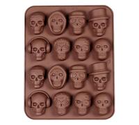 Skull Silicone Mold Halloween 3D Gothic 16 Cavity Non-Stick