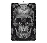 Skull Skeleton_78535913 Clipboard, A4 Acrylic Clipboards with Hanging Hook, Ultra Lightweight & Shatterproof Writing Board for Office, Nurses, 8.5" X 12.5"
