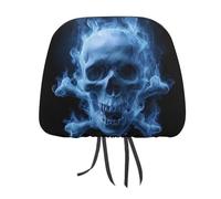 Skull Skeleton Bones Flame Car Headrest Covers Soft Headrest Protectors Comfort Seat Pillow Cover for Most Cars