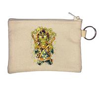 Skull Skeleton Cowboy Wild West Cartoon Graphic Key Chain Coin Purse Beige