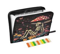 Skull Skeleton Mushroom Expanding File Folder 13 Pockets Accordion File Organiser Folders for Paperwork A4 Storage Portable Document Organiser Filing Wallet