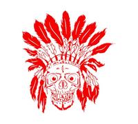 Skull Skeleton Native American Aborigine Wall Decals 36x39.6cm Window Decals Red