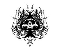 Skull Skeleton Playing Card Suits Death Spades Fine Carving Stickers 36x44.8cm Can Modify and add Information Small Black