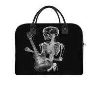 Skull Skeleton Playing Guitar Laptop Tote Bag Casual Travel Handbag Multi Pocket Shoulder Bags for Work Travel