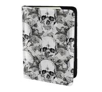 Skull Skeleton Print Passport Holder for Travel,Wallet Case RFID Blocking Leather Card Slot Protector