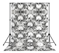 Skull Skeleton Print Photography Backdrop 5x7ft Photo Backdrop Curtain Washable Photography Background For Studio