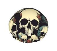 Skull Skeleton Print Shower Cap, Shower Cap for Women Reusable, Waterproof Bath Cap,Quick Drying Bath Hair Cap