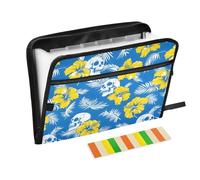 Skull Skeleton Tropical Floral Palm Leaves Expanding File Folder 13 Pockets Accordion File Organiser Folders for Paperwork A4 Storage Portable Document Organiser Filing Wallet