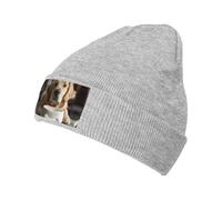 Skull Slouchy Knit Beanie Cute Dog Bone Bowl Woof Paw Hat Winter Soft Warm Novelty Gift Cap Xmas Bucket Sports Outdoor, Gray, One Size
