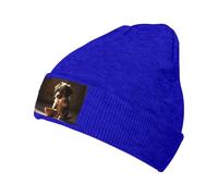 Skull Slouchy Knit Beanie Cute Dog Bone Bowl Woof Paw Hat Winter Soft Warm Novelty Gift Cap Xmas Bucket Sports Outdoor, Blue, One Size
