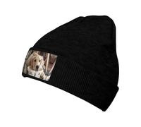 Skull Slouchy Knit Beanie Cute Dog Bone Bowl Woof Paw Hat Winter Soft Warm Novelty Gift Cap Xmas Bucket Sports Outdoor, Black, One Size