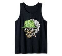 Skull Smoking CBD Cannabis Wearing Weed Hat Vintage Tank Top