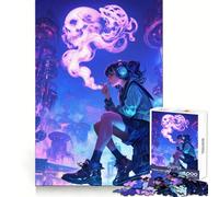 Skull Smoking Girl 1000 Piece Jigsaw Puzzles for Adults Sharp Logic Toy Home Leisure Tight Cut Heartfelt Gift 38x52cm