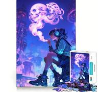 Skull Smoking Girl 1000 Pieces Jigsaws Adults Puzzles Gifts Brain Workout Toy Relaxed Mind Art Assembly Memorable Gift 50x75cm