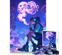Skull Smoking Girl Puzzles for Adults 1000 Pieces Strengthen Memory Stress Relief Smooth Edge Heartfelt Gift 38x26cm