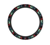 Skull Smoking Printed Steering Wheel Cover Elastic Stretch Car Wheel Wrap Breathable Non-Slip Steering Wheel Protector for Car Truck SUV