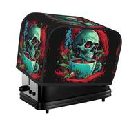 Skull Smoking Toaster Cover 2 Slice, Waterproof Bread Machine Covers with Pockets Universal Size Kitchen Small Appliance Cover with Handle, Dust and Fingerprint Protection