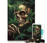 Skull Smoking Weed A 1000 Pieces Jigsaws Adults Puzzles Gifts Reason Skill Toy Stress Release Exact Cut Santa Wish List 50x75cm